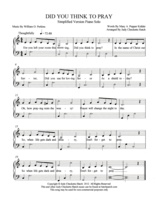 Did You Think to Pray?  Simplified piano solo